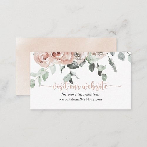 Classic Dusty Pink Rose Floral Wedding Website   Enclosure Card