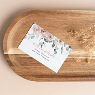 Classic Dusty Pink Rose Floral Wedding Website Enclosure Card