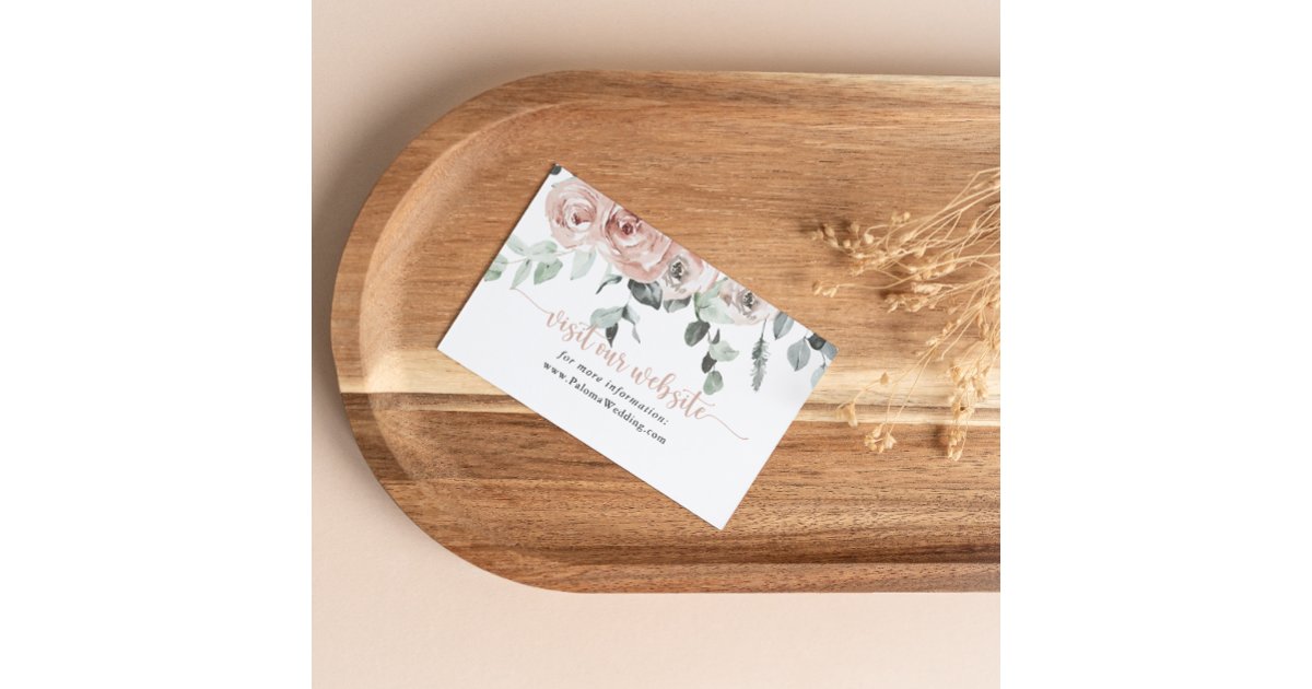 Classic Dusty Pink Rose Floral Wedding Website Enclosure Card | Zazzle