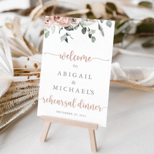 Classic Dusty Pink Rose Rehearsal Dinner Foam Board (Creator Uploaded)