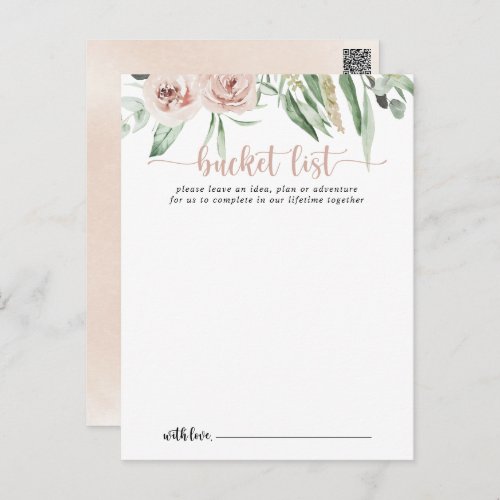 Classic Dusty Pink Rose Wedding Bucket List Cards