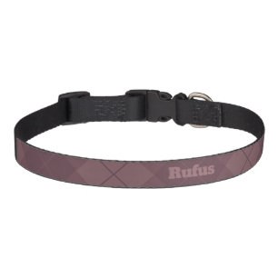 Classic Dusty Plum Plaid with Name Pet Collar