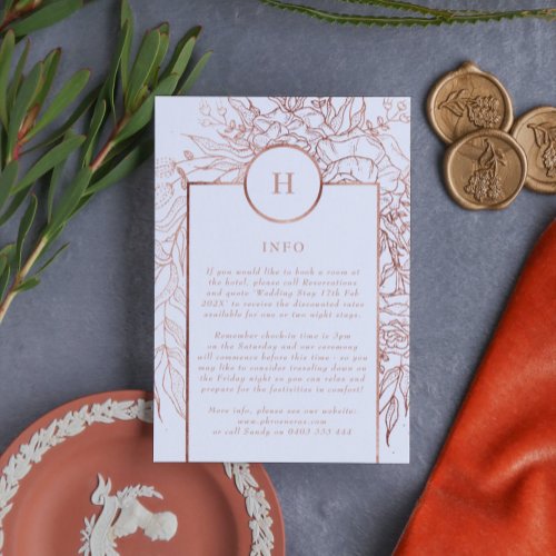 Classic Dusty Rose Gold Monogram Wreath Wedding Enclosure Card