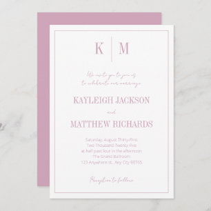 Classic Dusty Rose Monogram Elegant Wedding Invitation