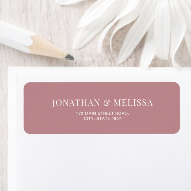 Classic Dusty Rose Typography Wedding Address Label (Insitu)