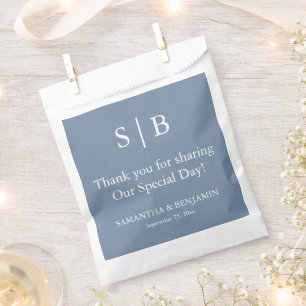 Classic Duty Blue Monogram Wedding Favor Bag