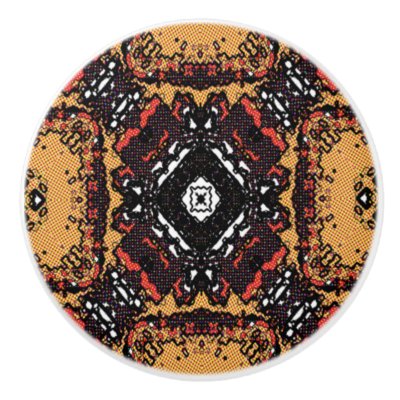Classic Earth Tone Golden Browns Old World Pattern Ceramic Knob