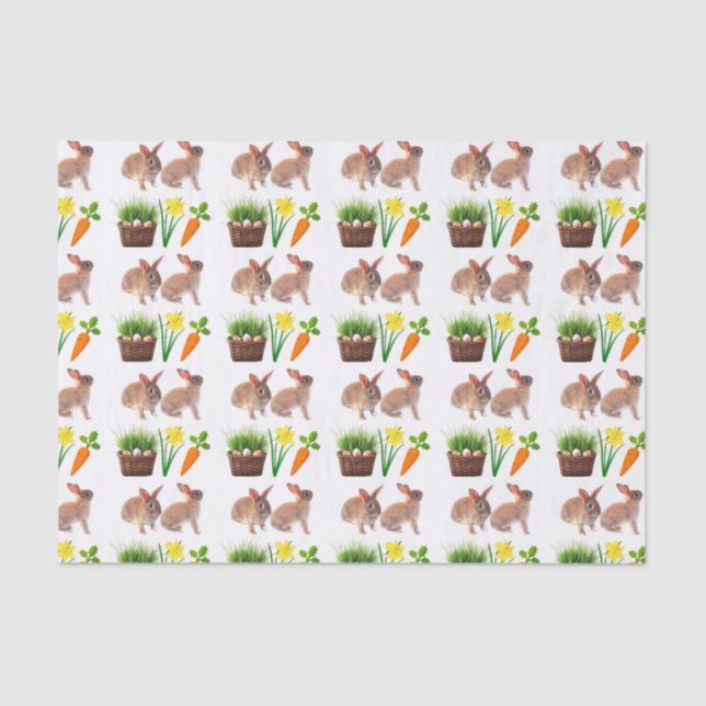 Classic Easter Rabbit Carrot Holiday Basket Craft  Tissue Paper (Front)