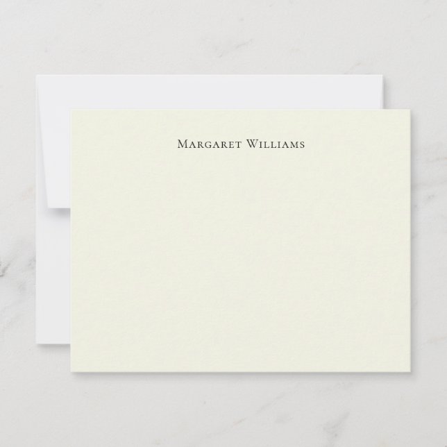 Classic Ecru Ivory White Cream Paper Personalized Note Card (Front)
