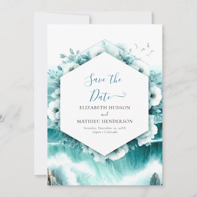 Classic Editable Nautical Wedding Save The Date (Front)