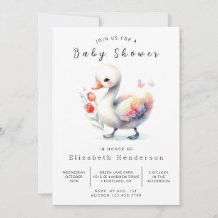 Classic Editable Swan Baby Shower Invitation