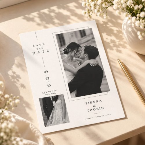 Classic Editorial Two Photo Wedding Save The Date