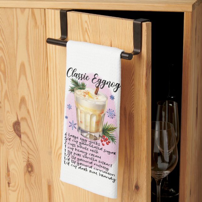 Classic Eggnog Cocktail Recipe Christmas Holiday Kitchen Towel (Thirds Fold)