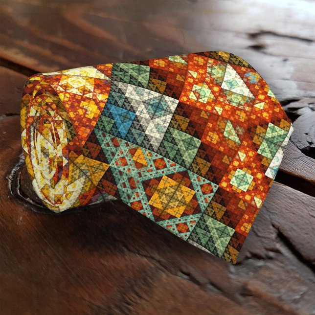 Classic Egyptian Patterned Tie (Tie with an Egyptian style abstract fractal pattern. Original fractal art by Anne Vis)