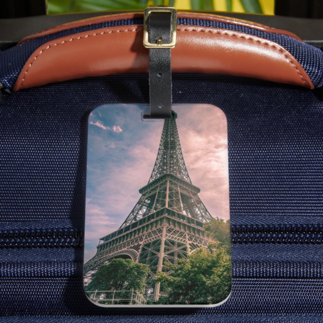 Classic Eiffel Tower Paris France Photo Luggage Tag (Front Insitu 2)