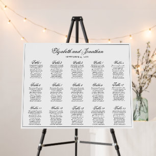 Classic Elegance 15 Table Wedding Seating Chart Foam Board