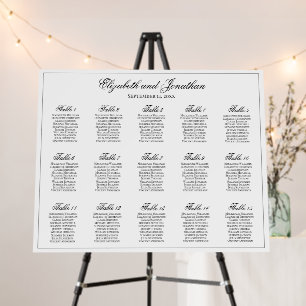 Classic Elegance 15 Table Wedding Seating Chart Foam Board