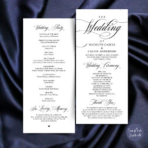 Classic Elegance Black Script, Wedding Ceremony Program