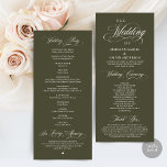Classic Elegance Black Script, Wedding Ceremony Program<br><div class="desc">Modern Classy Wedding Program card. It is designed with scroll accent that can be personalised with custom/ personalised text for your bridal party,  ceremony details,  memorial notes and thank you message.</div>