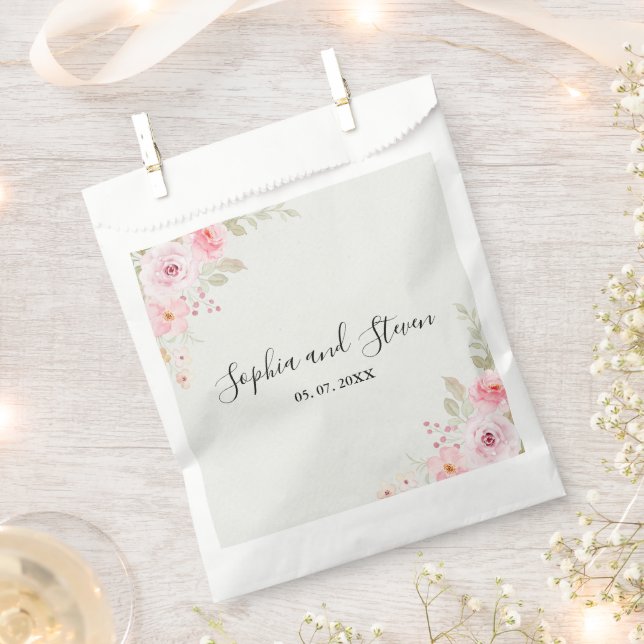 Classic Elegance: Blush Rose Wedding Favor Bag (Clipped)