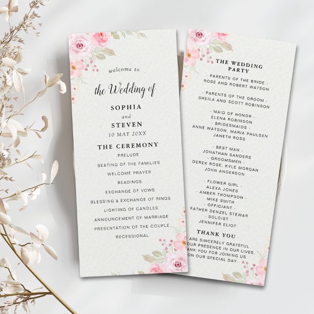Classic Elegance: Blush Rose Wedding Program (Creator Uploaded)