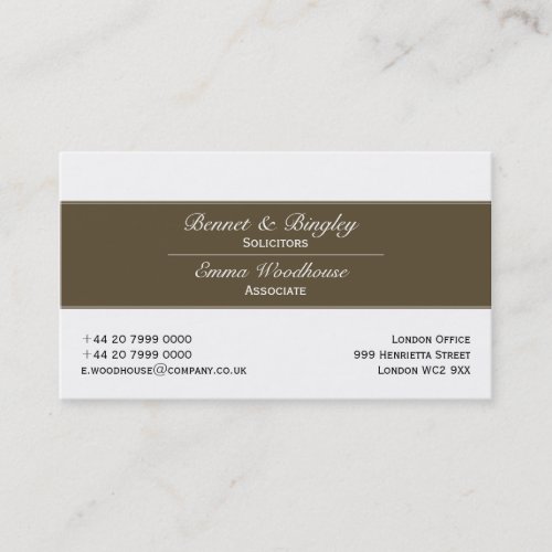 Classic Elegance Brown &amp; White Business Cards