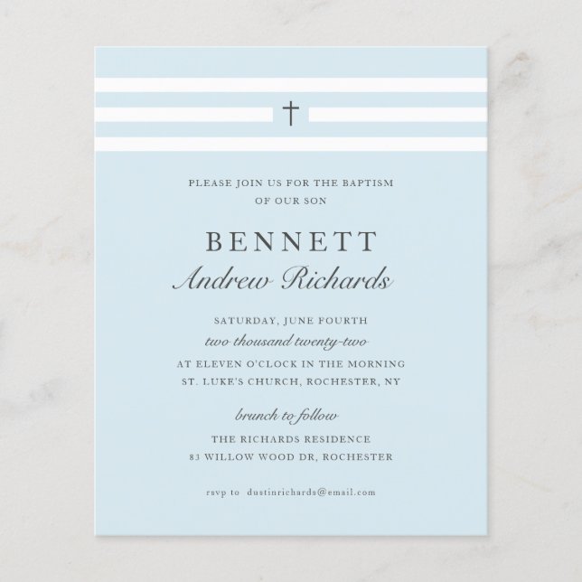 Classic Elegance Budget Baptism Invitation (Front)