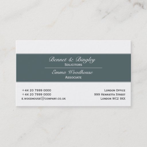 Customizable Classic Elegance Cadet Blue &amp; White Business Card Template