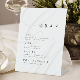 Classic Elegance Calligraphy Monogram Bar Menu Pedestal Sign