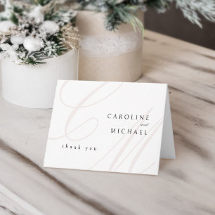 Classic Elegance calligraphy monogram wedding Letterpress Thank You Card