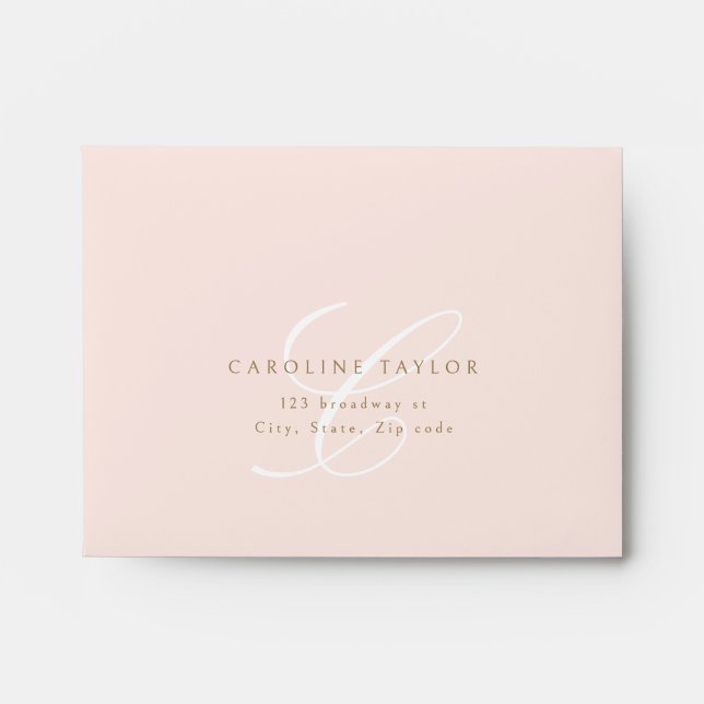 Classic Elegance Calligraphy Monogram Wedding RSVP Envelope (Front)