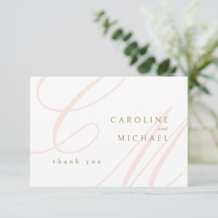 Classic Elegance Calligraphy Monogram Wedding Thank You Card