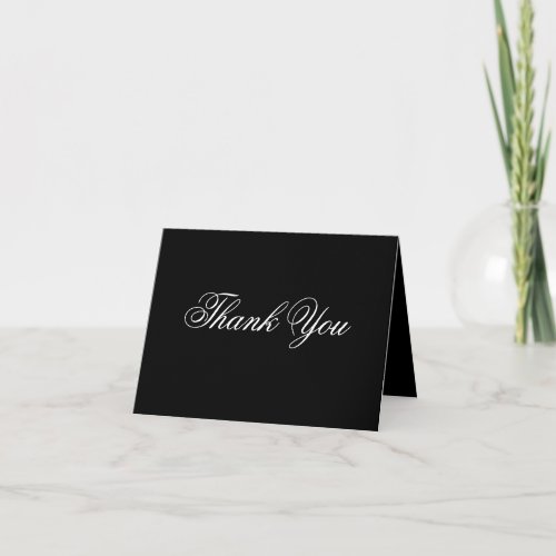 Classic Elegance Chic Script Stylish Black  White Thank You Card