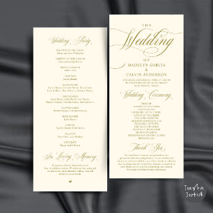 Classic Elegance Cream Gold Wedding Ceremony Order Program