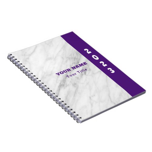 Classic Elegance Customize Name White Marble Notebook