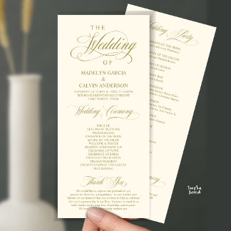 Classic Elegance Gold Script, Wedding Ceremony Program
