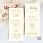 Classic Elegance Gold Script Wedding Ceremony Program<br><div class="desc">Elegant Classy retro gold script, Wedding Ceremony Program in 4x9 inches (long) card. It is designed with scroll accent that can be personalised with custom/ personalised text for your bridal party, ceremony details, memorial notes and thank you message. If you are looking for other program card types and sizes, please...</div>