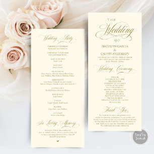 Classic Elegance Gold Script Wedding Ceremony Program