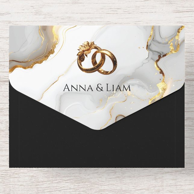 Classic Elegance Gold Wedding Invitation (Back)