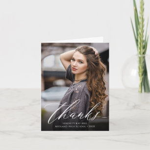 Classic Elegance Graduation Photo Thank You Card