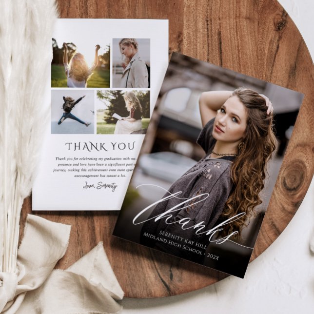 Classic Elegance Graduation Photo Thank You Card (Classic Elegance Graduation Photo Thank You Card)