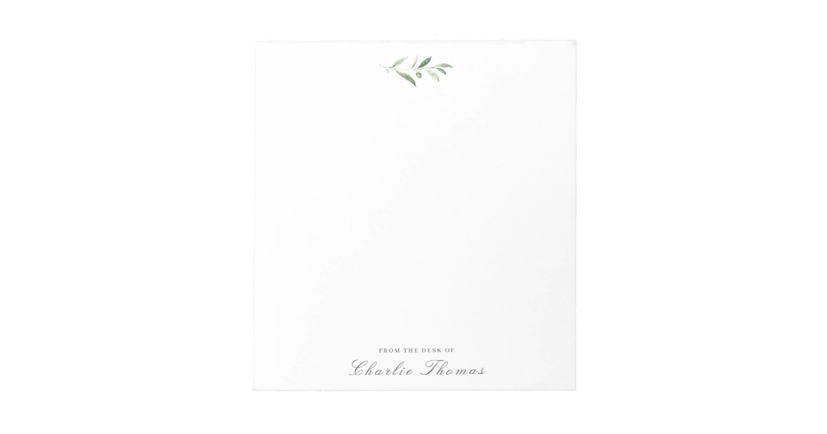 Classic Elegance Greenery Personalized Stationery Notepad | Zazzle