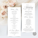 Classic Elegance Grey Script Wedding Ceremony Program<br><div class="desc">Elegant Classy dark grey script, Wedding Ceremony Program in 4x9 inches (long) card. It is designed with scroll accent that can be personalised with custom/ personalised text for your bridal party, ceremony details, memorial notes and thank you message. If you are looking for other program card types and sizes, please...</div>