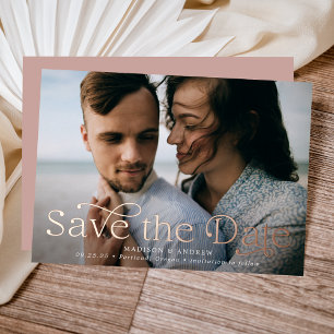 Classic Elegance Horizontal Photo Save the Date Foil Invitation