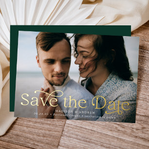 Classic Elegance Horizontal Photo Save the Date Foil Invitation