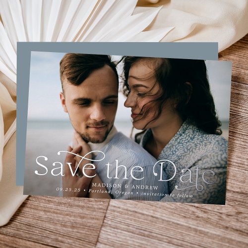 Classic Elegance Horizontal Photo Save the Date Foil Invitation