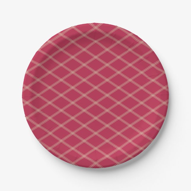 Classic Elegance Magenta and Desert Sand Art Deco Paper Plates (Front)