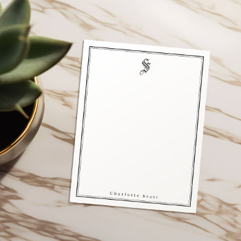 Classic Elegance Monogram Personalized Stationery Note Card by AvaPaperie at Zazzle