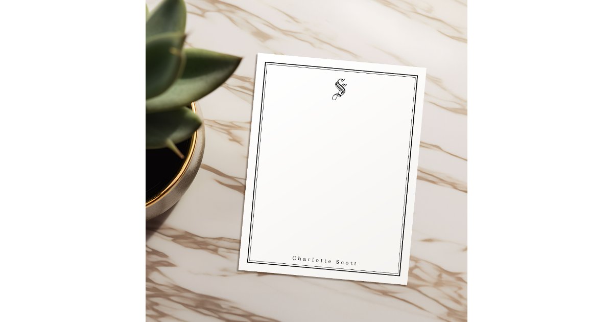 Classic elegance monogram personalized Stationery Note Card | Zazzle