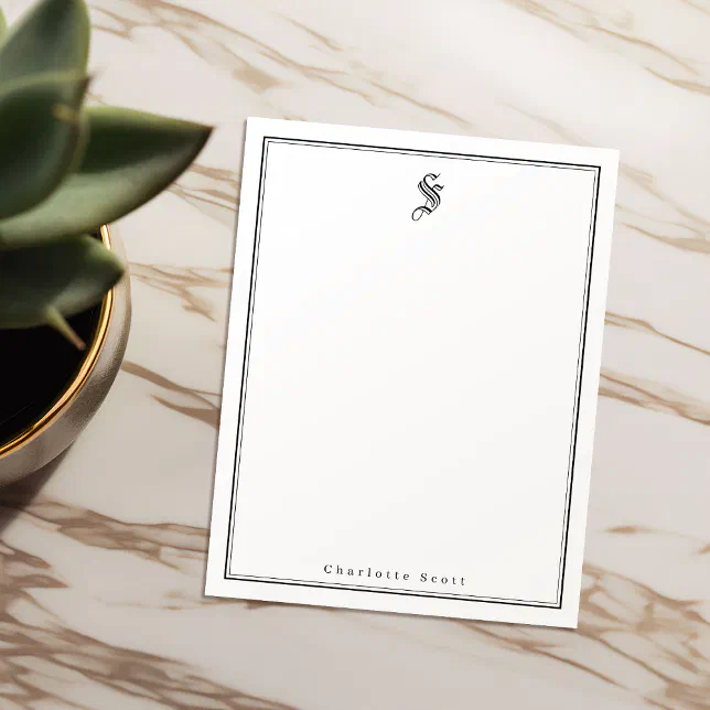 Classic elegance monogram personalized Stationery Note Card | Zazzle